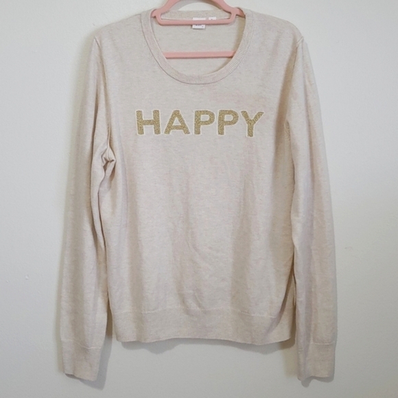 GAP Sweaters - GAP Womens Merino Wool Blend Happy Sweater Cream XL Oatmeal Vanilla Granola